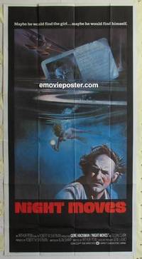 k459 NIGHT MOVES int'l three-sheet movie poster '75 Gene Hackman, cool image!