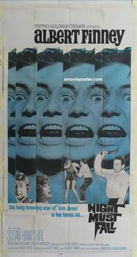 k460 NIGHT MUST FALL three-sheet movie poster '64 psycho Albert Finney!