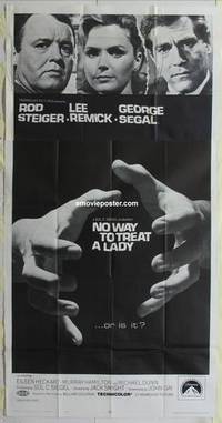 k465 NO WAY TO TREAT A LADY three-sheet movie poster '68 cool strangler image
