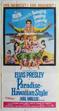 k485 PARADISE HAWAIIAN STYLE three-sheet movie poster '66 Elvis Presley