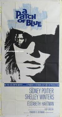 k489 PATCH OF BLUE int'l three-sheet movie poster '66 striking different image!