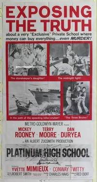k496 PLATINUM HIGH SCHOOL three-sheet movie poster '60 Terry Moore, Rooney