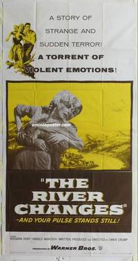 k512 RIVER CHANGES three-sheet movie poster '56 torrent of human emotions!