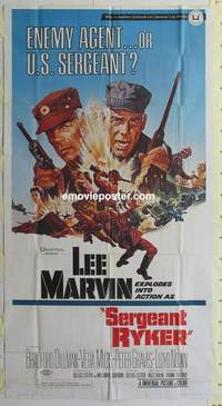 k522 SERGEANT RYKER three-sheet movie poster '68 Lee Marvin, Korean War!