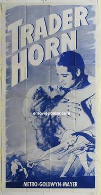 k563 TRADER HORN three-sheet movie poster R43 W.S. Van Dyke, Edwina Booth