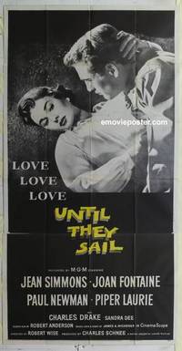 k572 UNTIL THEY SAIL three-sheet movie poster '57 Paul Newman, Jean Simmons