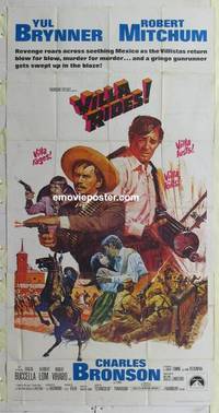 k579 VILLA RIDES three-sheet movie poster '68 Yul Brynner, Robert Mitchum