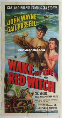 k584 WAKE OF THE RED WITCH three-sheet movie poster R52 John Wayne, Russell
