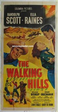 k585 WALKING HILLS three-sheet movie poster '49 Randolph Scott, Ella Raines