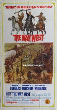 k591 WAY WEST three-sheet movie poster '67 Kirk Douglas, Robert Mitchum