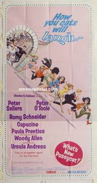 k593 WHAT'S NEW PUSSYCAT three-sheet movie poster '65 Woody Allen, Frazetta