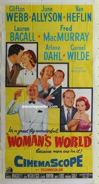 k606 WOMAN'S WORLD three-sheet movie poster '54 Allyson, Webb, Heflin, Bacall