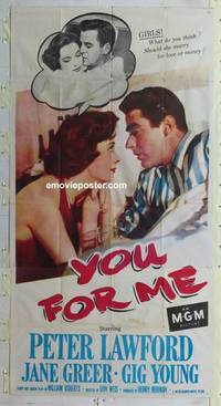 k614 YOU FOR ME three-sheet movie poster '52 Peter Lawford, Jane Greer
