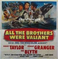 k021 ALL THE BROTHERS WERE VALIANT six-sheet movie poster '53 Robert Taylor