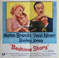 k022 BEDTIME STORY six-sheet movie poster '64 Marlon Brando, Niven