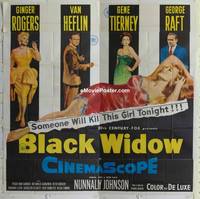 k023 BLACK WIDOW six-sheet movie poster '54 Ginger Rogers, Gene Tierney