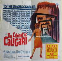 k002 CABINET OF CALIGARI six-sheet movie poster '62 Glynis Johns, horror!
