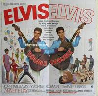 k043 DOUBLE TROUBLE six-sheet movie poster '67 rockin' Elvis Presley!