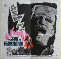 k005 EVIL OF FRANKENSTEIN six-sheet movie poster '64 Peter Cushing