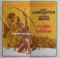 k049 FLAME & THE ARROW int'l six-sheet movie poster R71 Burt Lancaster, Mayo