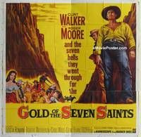 k057 GOLD OF THE SEVEN SAINTS six-sheet movie poster '61 Clint Walker