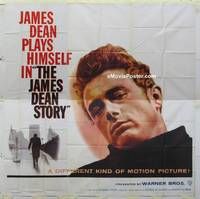 k063 JAMES DEAN STORY six-sheet movie poster '57 Was he Rebel or Giant?