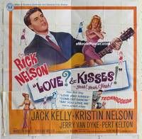 k068 LOVE & KISSES six-sheet movie poster '65 Ricky Nelson, rock & roll!