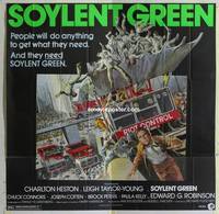 k014 SOYLENT GREEN six-sheet movie poster '73 Charlton Heston, Robinson
