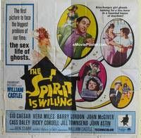 k015 SPIRIT IS WILLING six-sheet movie poster '67 sex life of ghosts!