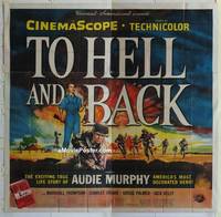 k091 TO HELL & BACK six-sheet movie poster '55 Audie Murphy life story!