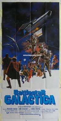k105 BATTLESTAR GALACTICA English three-sheet movie poster '78 Tanenbaum art!