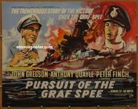 a067 BATTLE OF THE RIVER PLATE English half-sheet movie poster '56 Pressburger