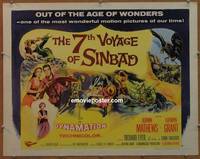 a014 7th VOYAGE OF SINBAD half-sheet movie poster '58 Ray Harryhausen