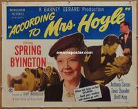 a017 ACCORDING TO MRS HOYLE half-sheet movie poster '51 Spring Byington