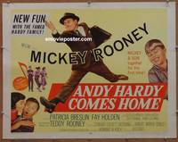 a034 ANDY HARDY COMES HOME half-sheet movie poster '58 Mickey Rooney & son!