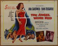 a035 ANGEL WORE RED half-sheet movie poster '60 sexy Ava Gardner, Bogarde