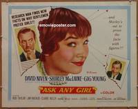 a042 ASK ANY GIRL half-sheet movie poster '59 David Niven, Shirley MacLaine