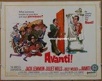 a046 AVANTI half-sheet movie poster '72 Jack Lemmon, Billy Wilder