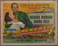 a050 BACKLASH half-sheet movie poster '56 Richard Widmark, Donna Reed