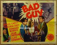 a052 BAD GUY half-sheet movie poster '37 Bruce Cabot, Virginia Grey