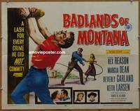 a055 BADLANDS OF MONTANA half-sheet movie poster '57 Rex Reason, western!