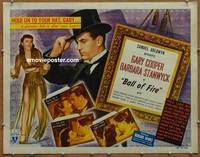 a001 BALL OF FIRE linen half-sheet movie poster '41 Gary Cooper, Stanwyck
