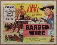 a062 BARBED-WIRE half-sheet movie poster '52 Gene Autry, western