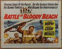 a063 BATTLE AT BLOODY BEACH half-sheet movie poster '61 Audie Murphy