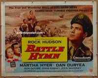 a065 BATTLE HYMN half-sheet movie poster '57 Rock Hudson, Martha Hyer