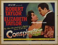 a169 CONSPIRATOR half-sheet movie poster '49 Robert & Elizabeth Taylor