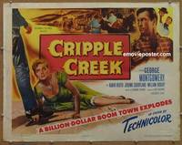 a180 CRIPPLE CREEK half-sheet movie poster '52 George Montgomery, Booth
