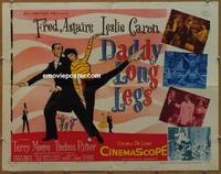 a182 DADDY LONG LEGS half-sheet movie poster '55 Fred Astaire, Caron