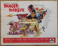 a189 DANGER DIABOLIK half-sheet movie poster '68 Mario Bava, John P. Law