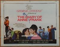 a215 DIARY OF ANNE FRANK half-sheet movie poster '59 Millie Perkins